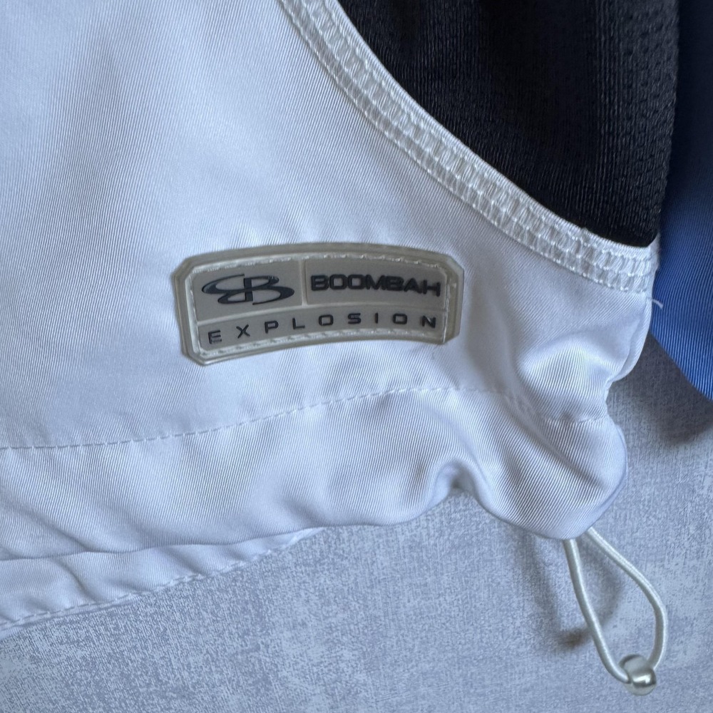 Boombah Pullover Mens Large White Blue Explosion Quarter Zip Windshirt Raglan - Picture 2 of 9